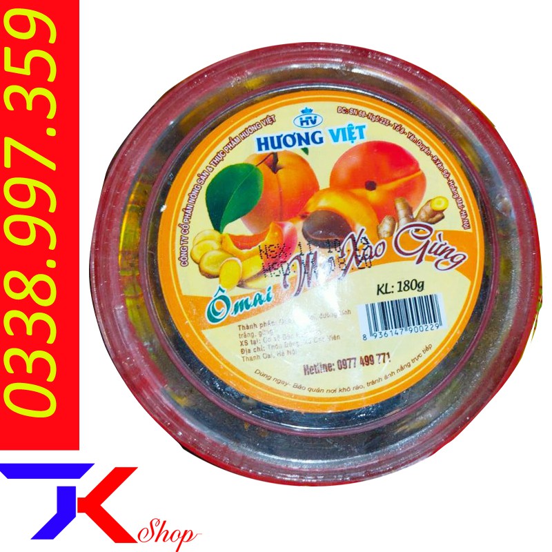 Ô mai mơ sào gừng HƯƠNG VIỆT 180gr