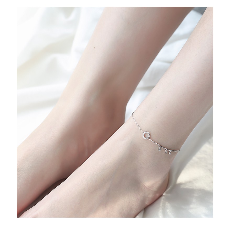 Lắc chân mạ bạc đính đá thời trang thanh lịch dành cho nữ | BigBuy360 - bigbuy360.vn