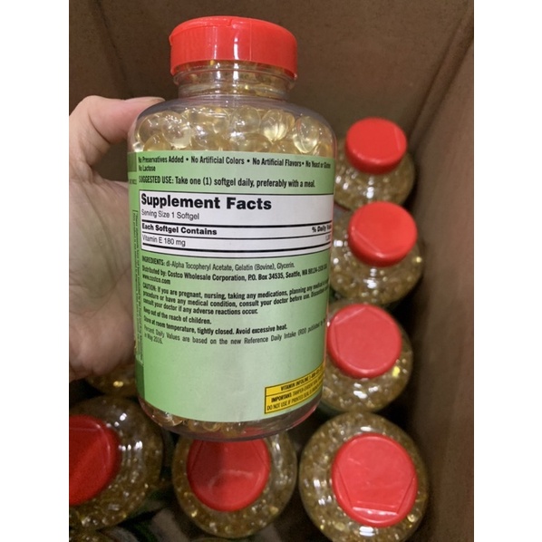 Viên uống đẹp da Kirkland Vitamin E 180mg 400 IU 500 viên