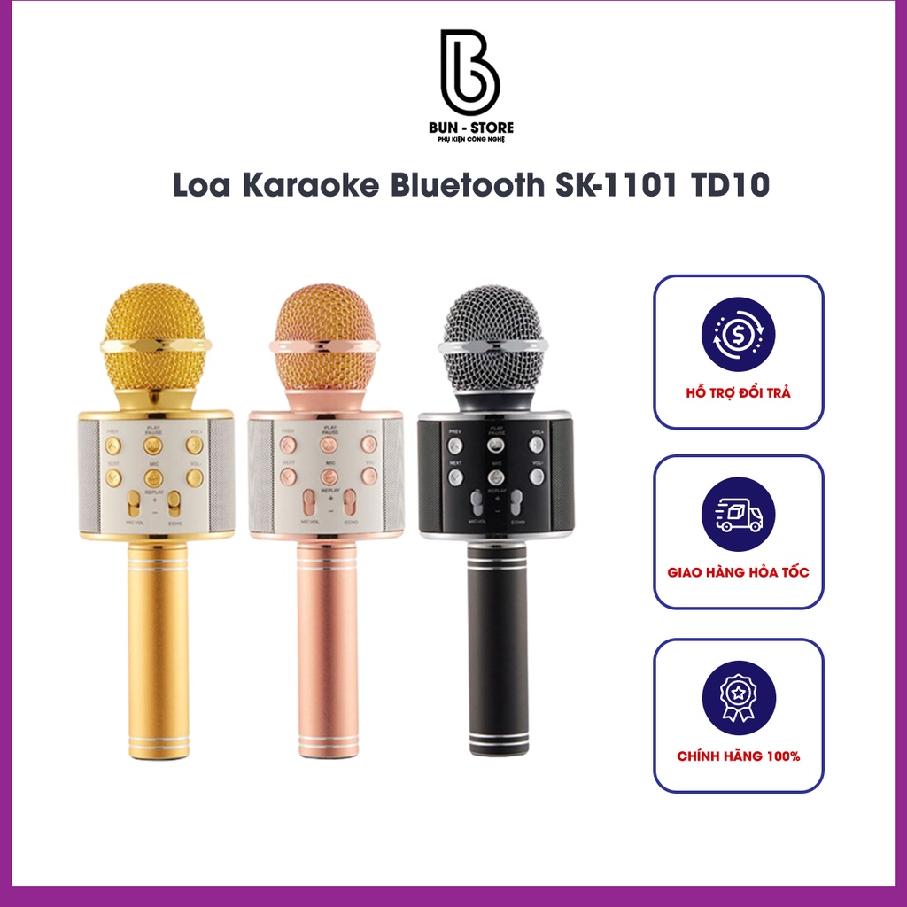 Mic karaoke bluetooth WS 858 âm vang âm thanh ấm - mic hát karaoke cầm tay mini.