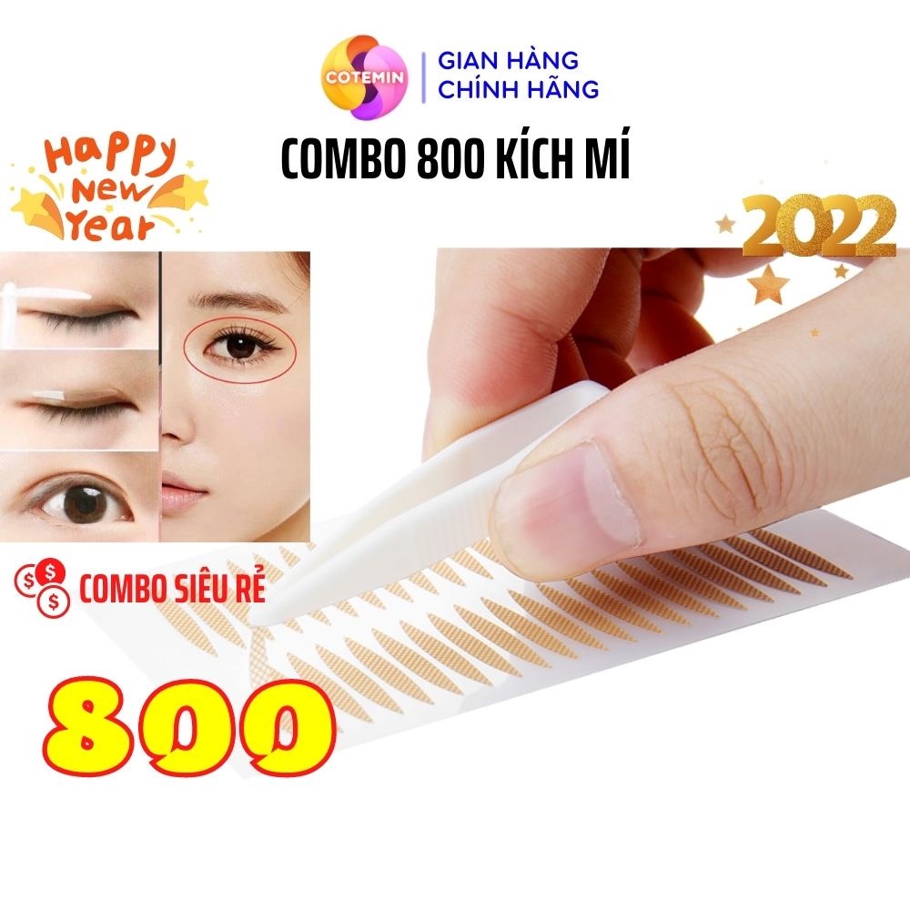 COMBO 800 Kích mí tàng hình tạo hai mí không lộ sẵn keo TẶNG KÈM dụng cụ kích mí COTEMIN