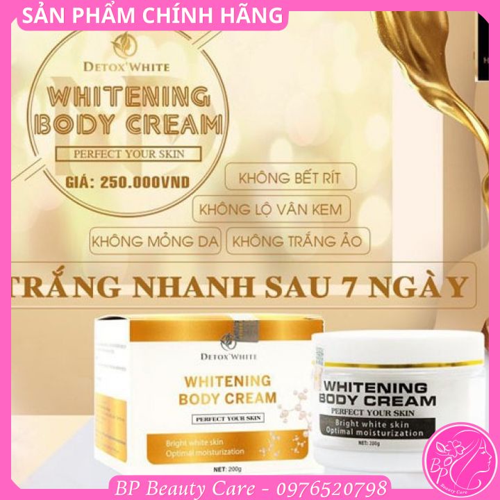 Kem dưỡng trắng, cấp ẩm toàn thân Detox White Whitening Body Cream 200gr Hương Thảo