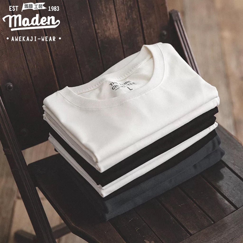 Áo thun MADEN cotton tay ngắn cổ tròn thời trang mùa hè 220g trẻ trung dành cho nam