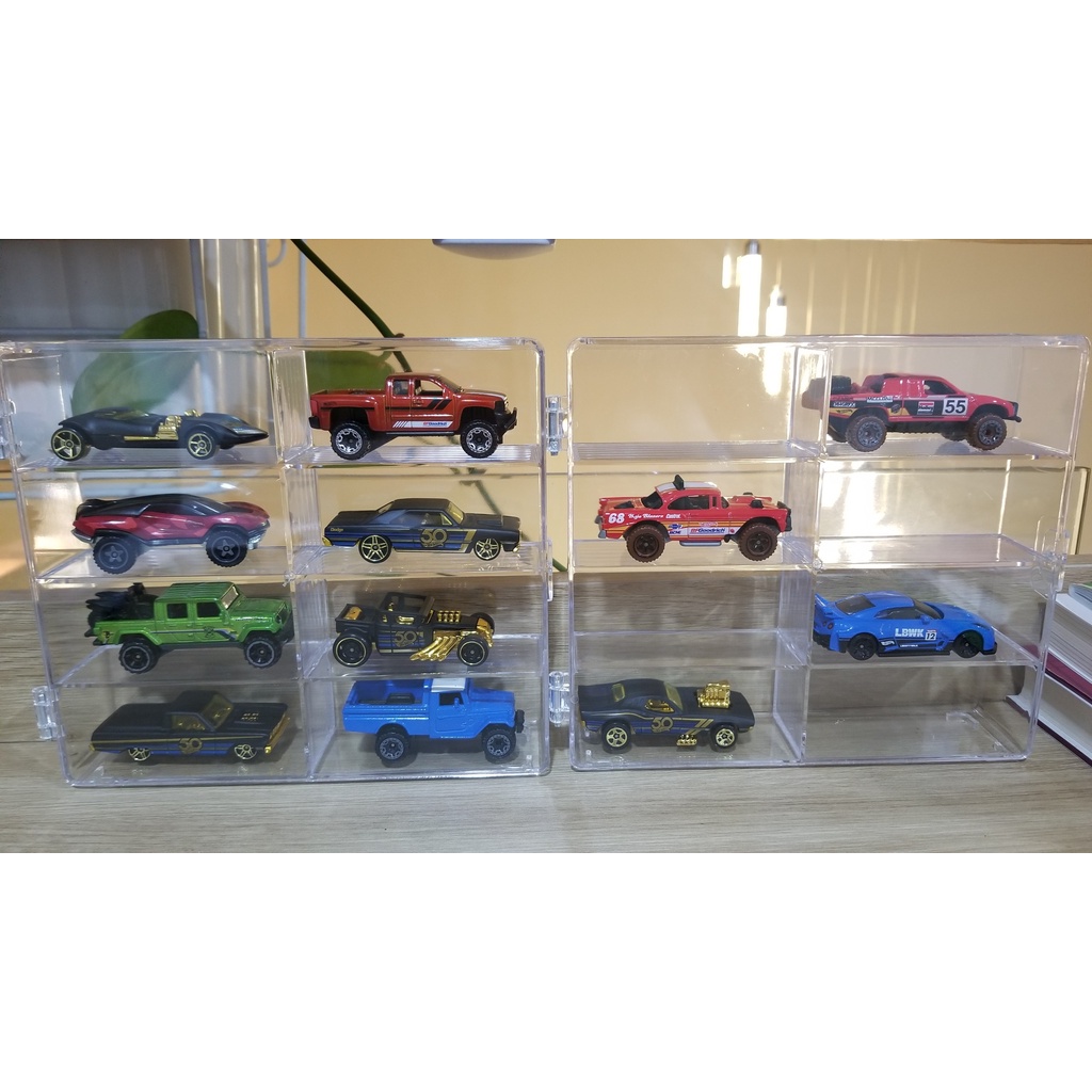 Khung Kệ trưng bày, bảo vệ xe mô hình tĩnh Tỷ lệ 1:64 bằng Mica (8 xe) - Hot Wheel, MiniGT, Greenlight, Tomica