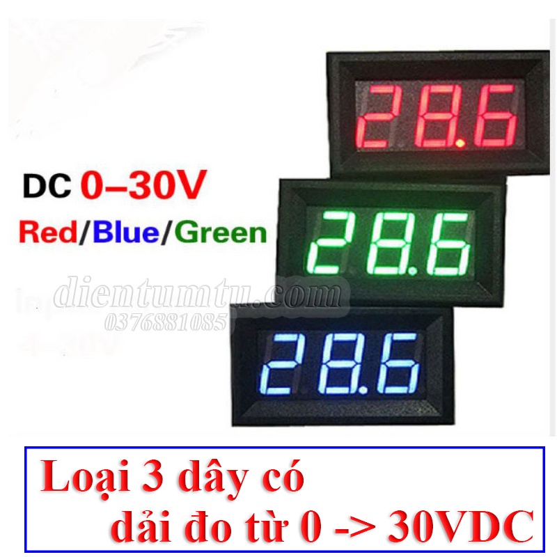 Đồng Hồ Led Báo vôn DC, Đo Điện Áp Một Chiều  0.56 inch