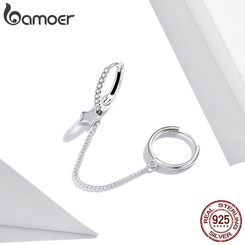 1 Bông Tai Bamoer 925 Hình Ngôi Sao bạc Đính Ngọc Trai Thanh Lịch Thời Trang 2020 New SCE914