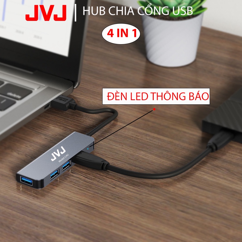 Hub USB typec C4 JVJ 4 trong 1 cổng chuyển đổi chia cổng Type-C/USB sang USB 3.0/2.0 cho MacBook laptop - Bảo hành 2 năm | WebRaoVat - webraovat.net.vn