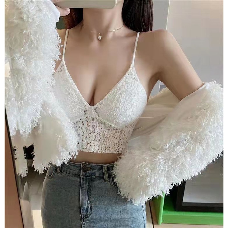 Áo bra 2 dây ren hoa - Áo ngực mút mỏng - Bra nữ khoét ngực lưng chun VALICA B2792