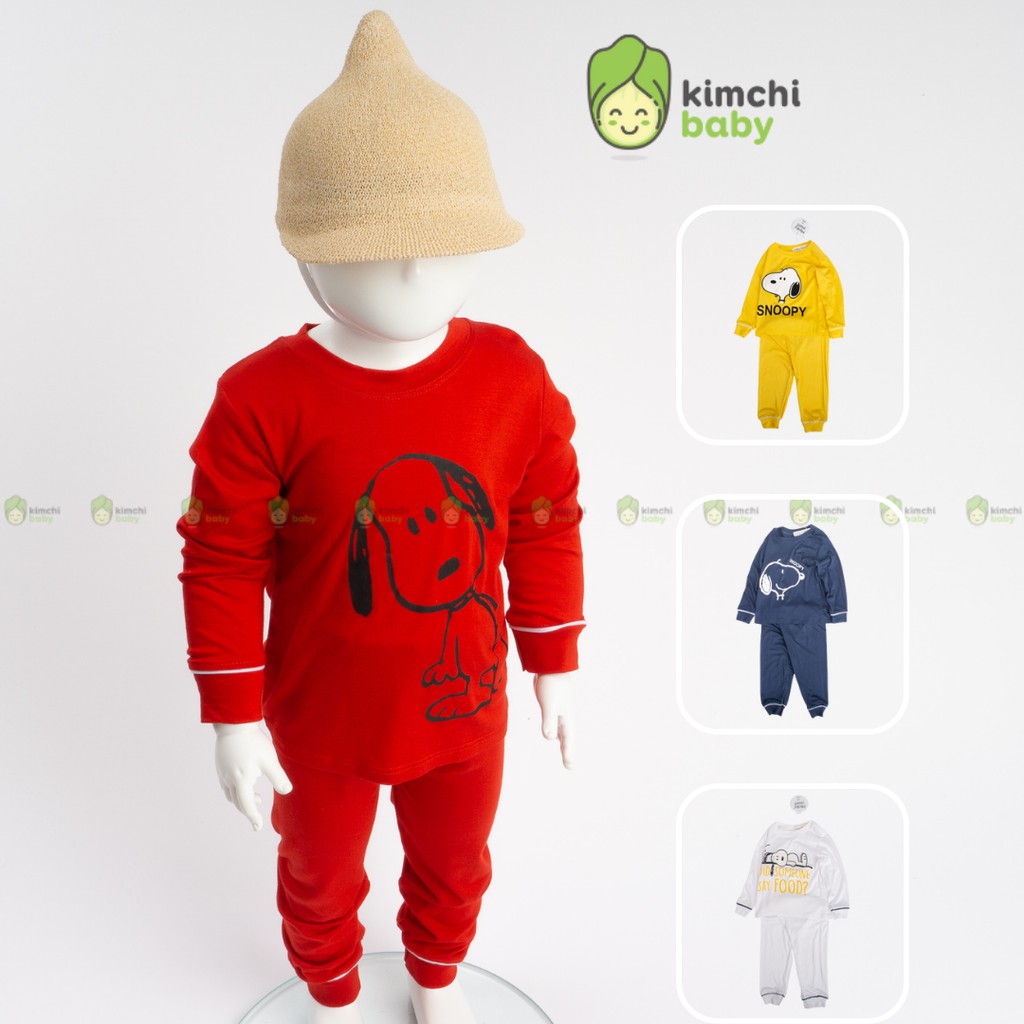 Đồ Bộ Bé Trai, Bé Gái Minky Mom Vải Thun Lạnh Hoạ Tiết Snoopy Dễ Thương, Bộ Quần Áo Trẻ Em Thu Đông MKMTD2132