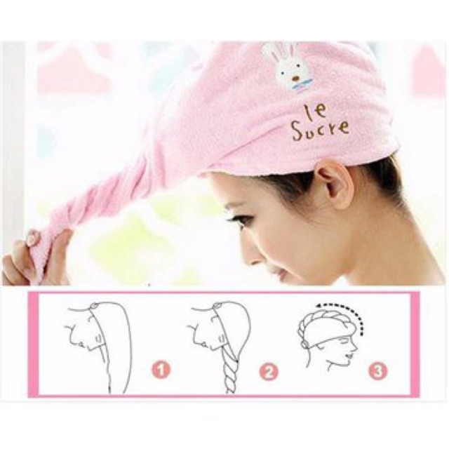 Khăn quấn ủ tóc Thỏ Siêu Thấm Nhanh Khô