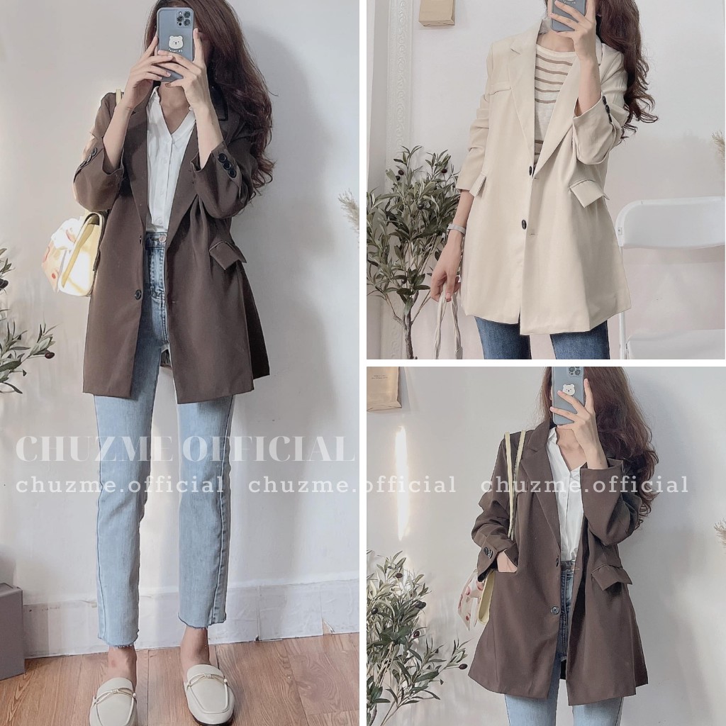 Áo Blazer Ulzzang Form Rộng Hàn Quốc / Áo Khoác Ngoài Blazer 2 Lớp (ảnh Thật)