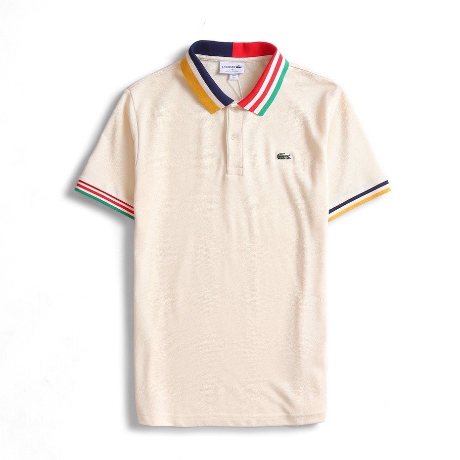 Áo thun nam có cổ xuất khẩu, áo thun polo LACOSTE cao cấp xuất dư màu kem Đẹp