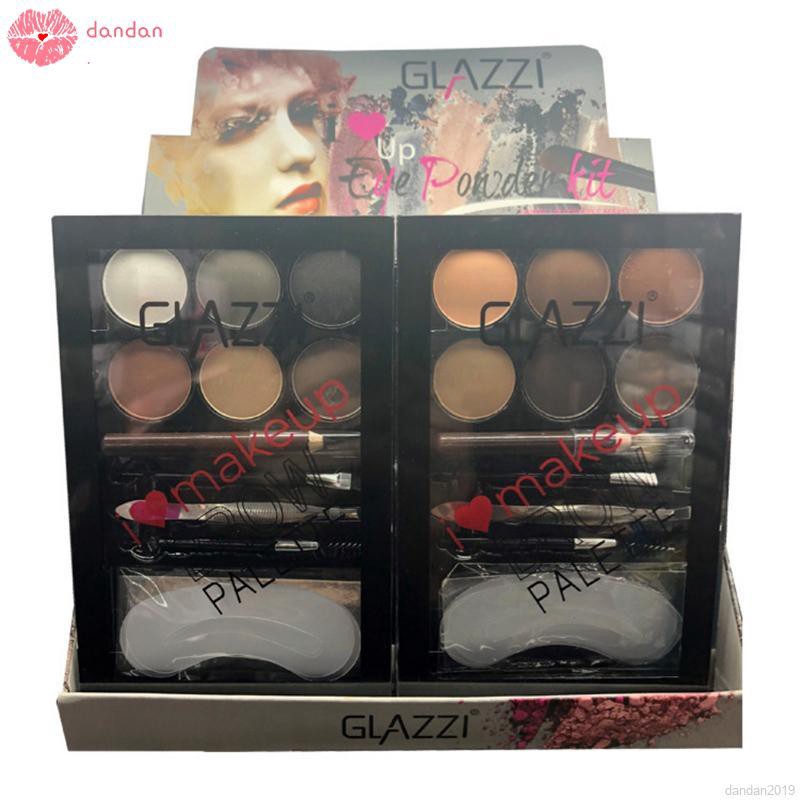 Bảng phấn đánh lông mày gồm 6 màu kèm cọ trang điểm