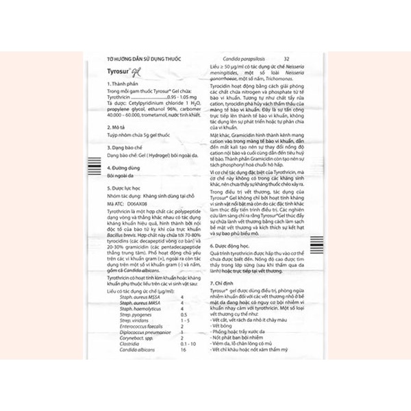 Kem bôi da Tyrosur 5g