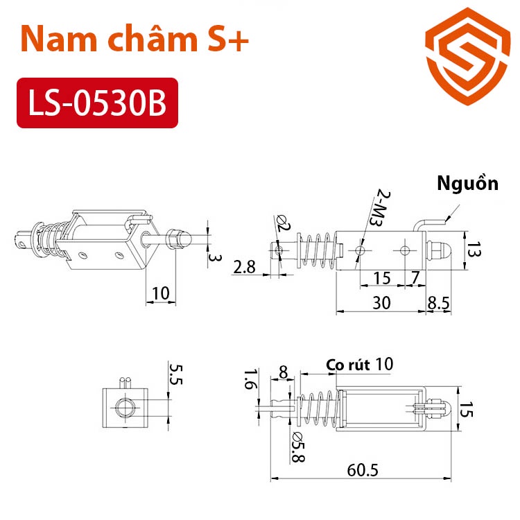 Khóa cửa nam châm điện LS-0530B 12V 24V