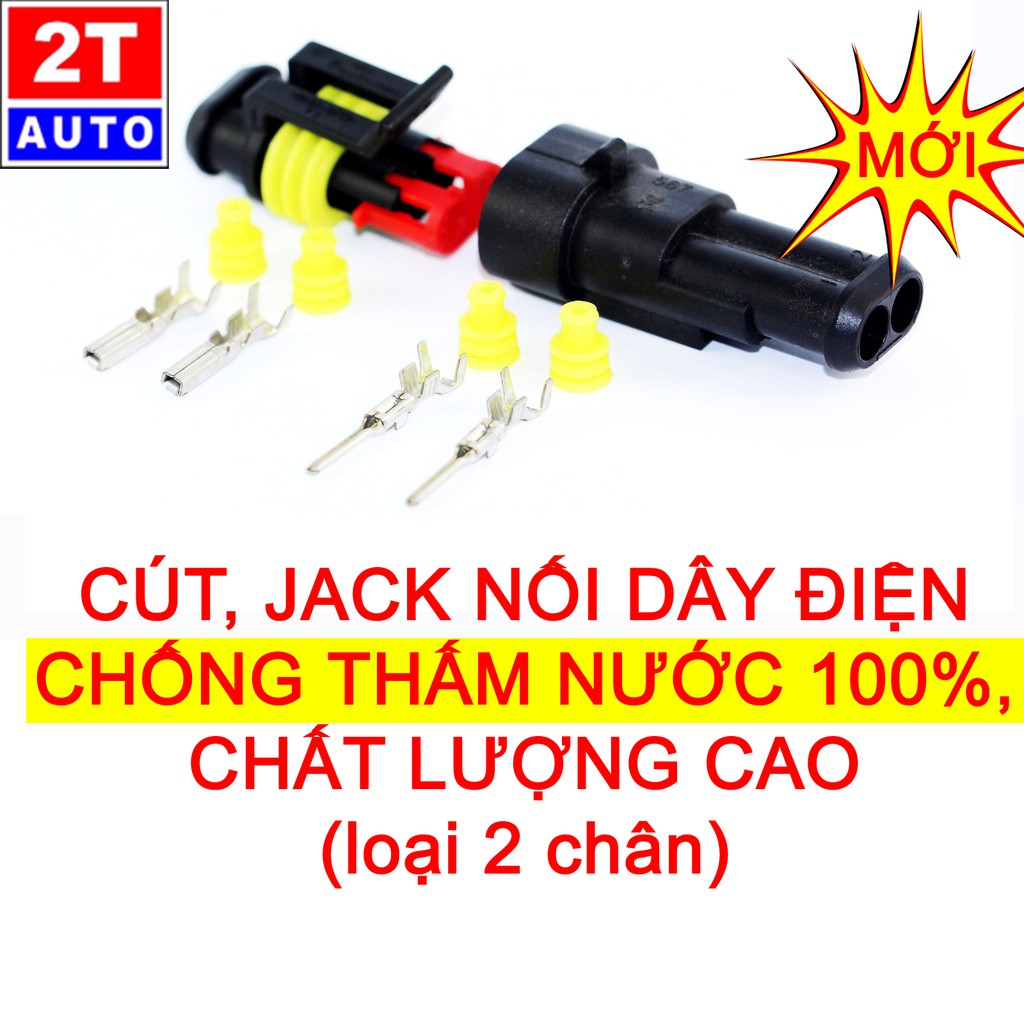 Cút nối đầu nối dây điện jack hai 2 chân chống nước dùng cho xe máy, xe hơi,ô tô - waterproof electric connector SKU 179