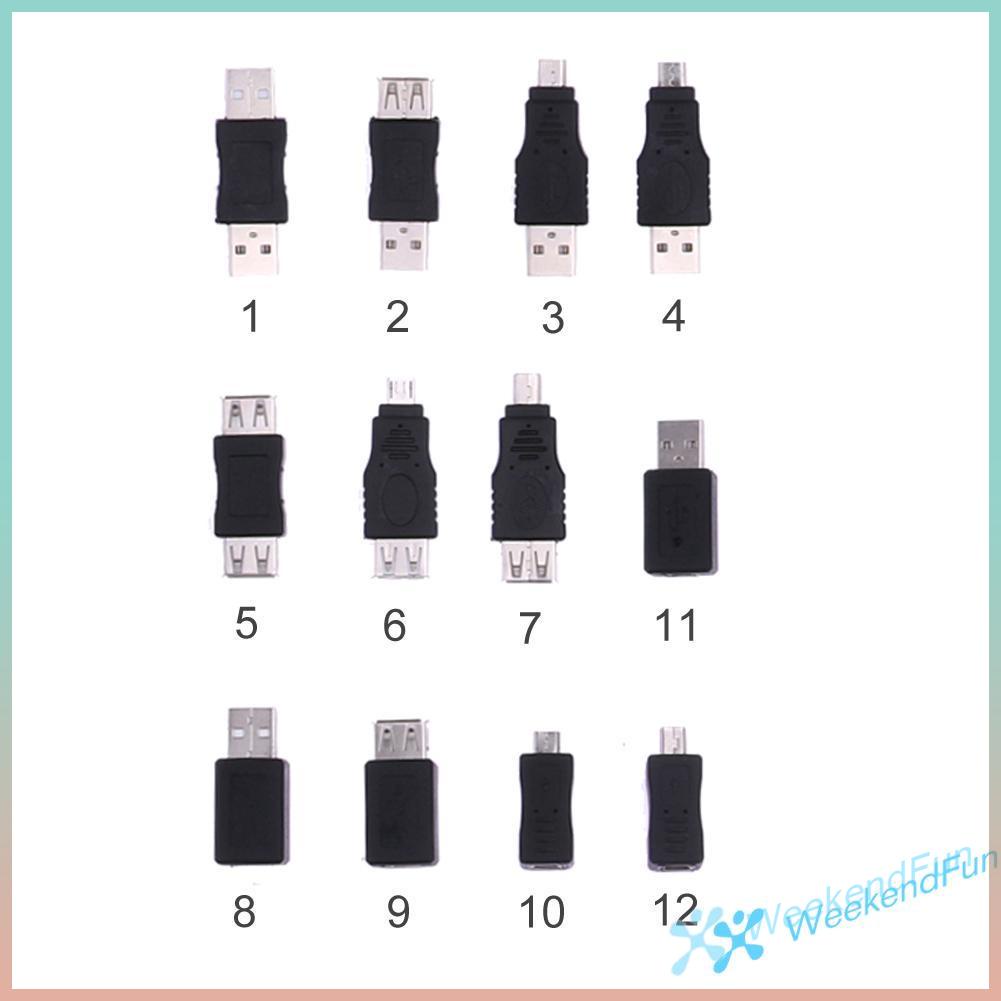 Bộ 12 Đầu Chuyển Đổi Otg F/M Mini Usb Sang Micro Usb Tiện Dụng