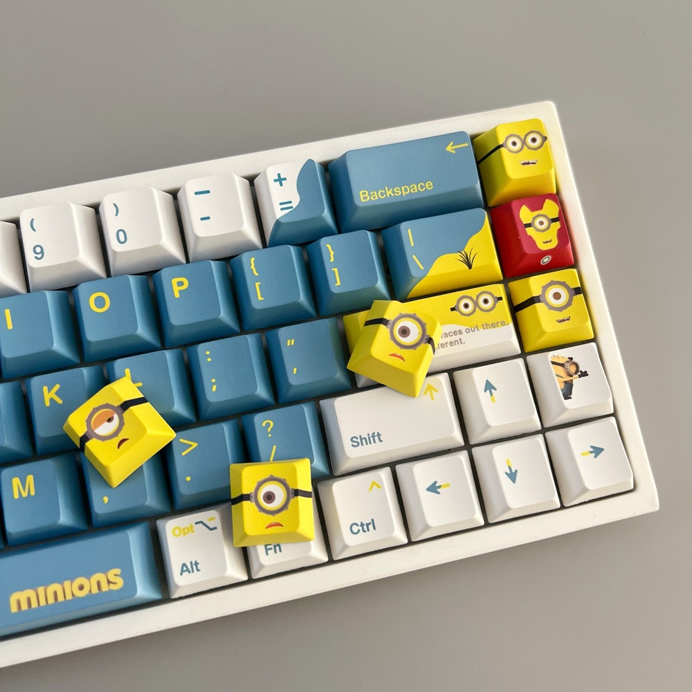 136 Phím Minions Keycaps Cherry Profile Dễ thương Anime PBT Dye Sub Bàn phím cơ học Keycap
