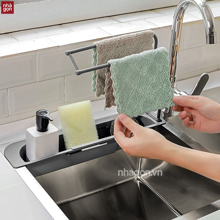 Khay đựng đồ rửa chén bát ráo nước kéo dài theo kích thước bồn - NHÀ GỌN KHÔNG CẦN DỌN