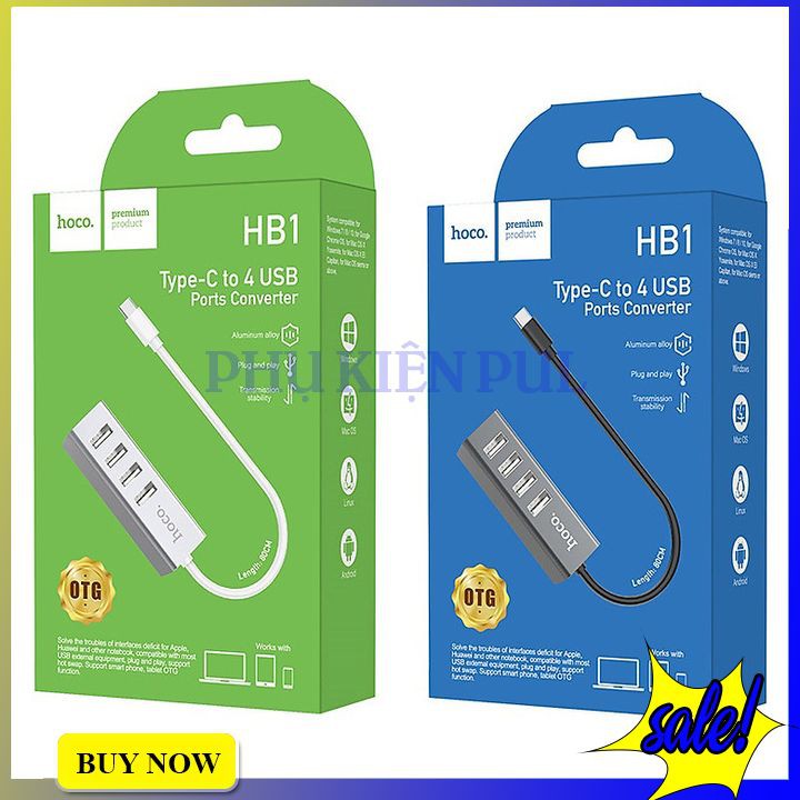 Bộ Chia Cổng Hub Hoco Hb1 Type-C Ra 4 Cổng Usb