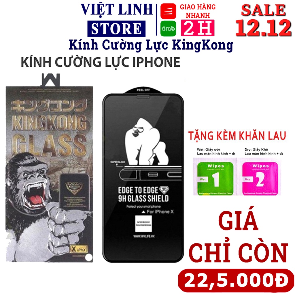 Cường lực Kingkong Iphone Full màn các loại từ iPhone 6 đến 13promax (không hộp)