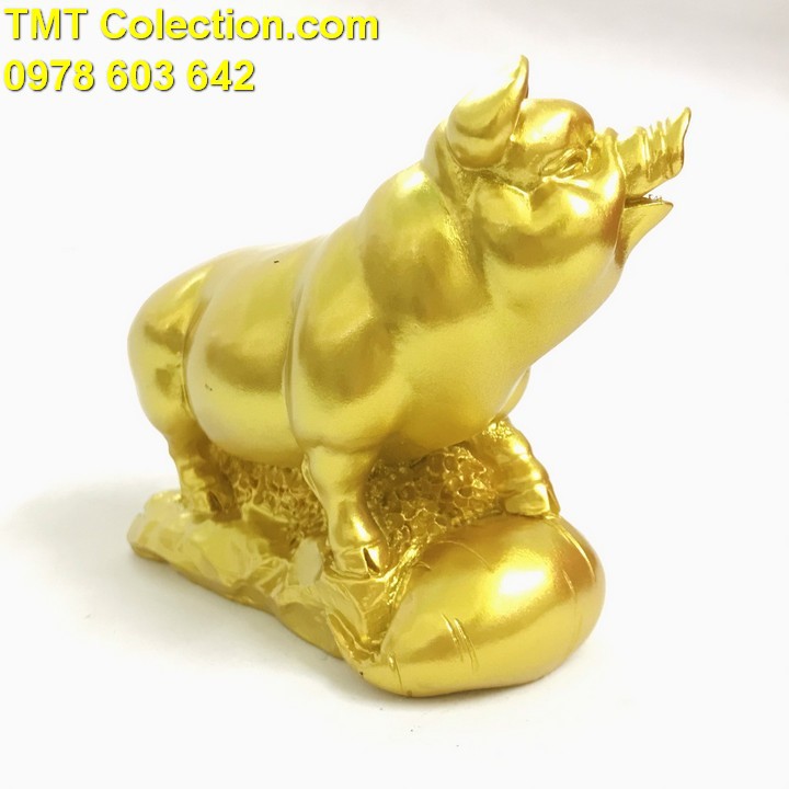 Tượng Con Heo Vàng, trang trí bàn sách, bàn làm việc -TMT Collection - SP005240