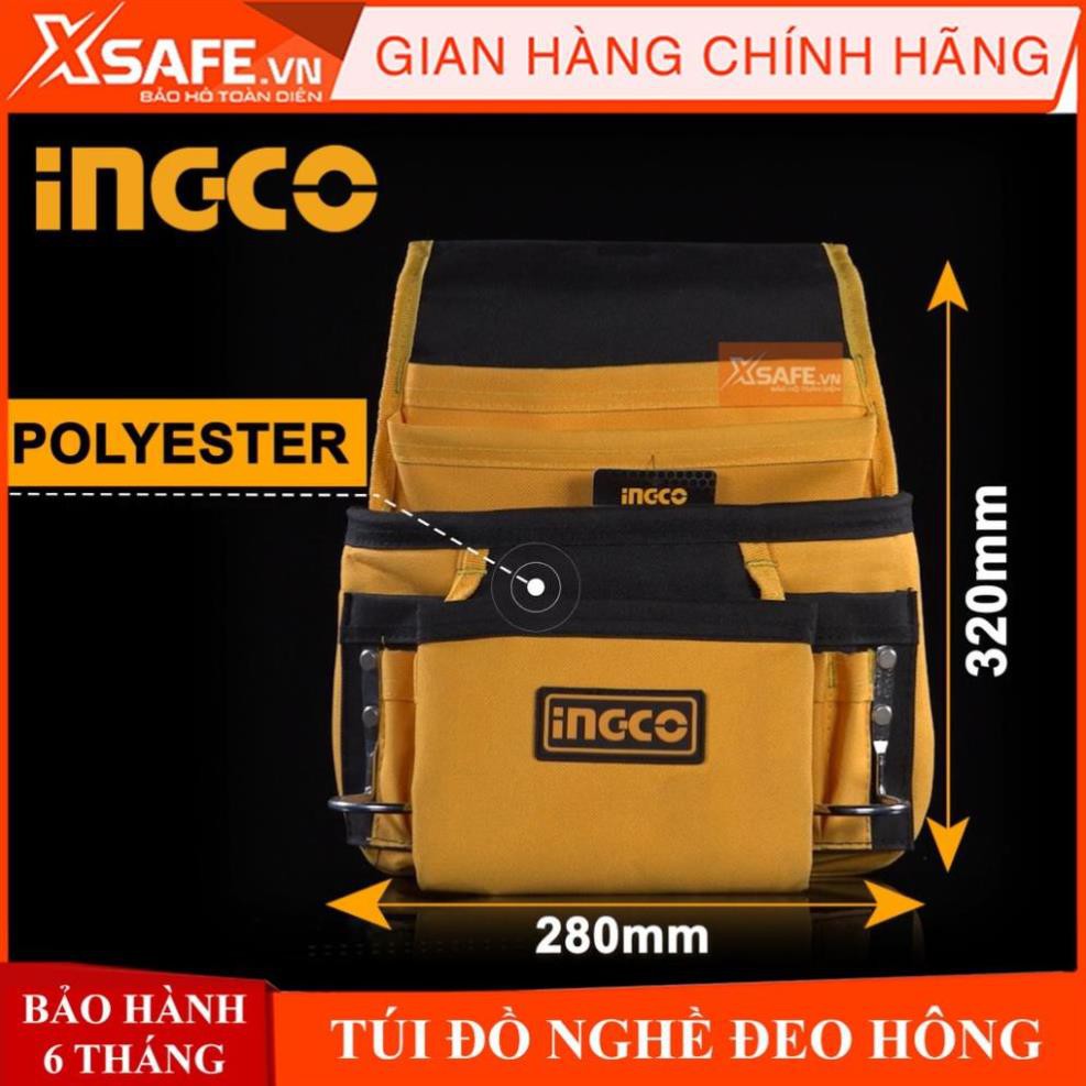 Túi dụng cụ đeo hông Ingco HTBP01011 túi đựng đồ nghề đa năng cơ khí, điện lạnh, công trình, vải polyester siêu bền bỉ