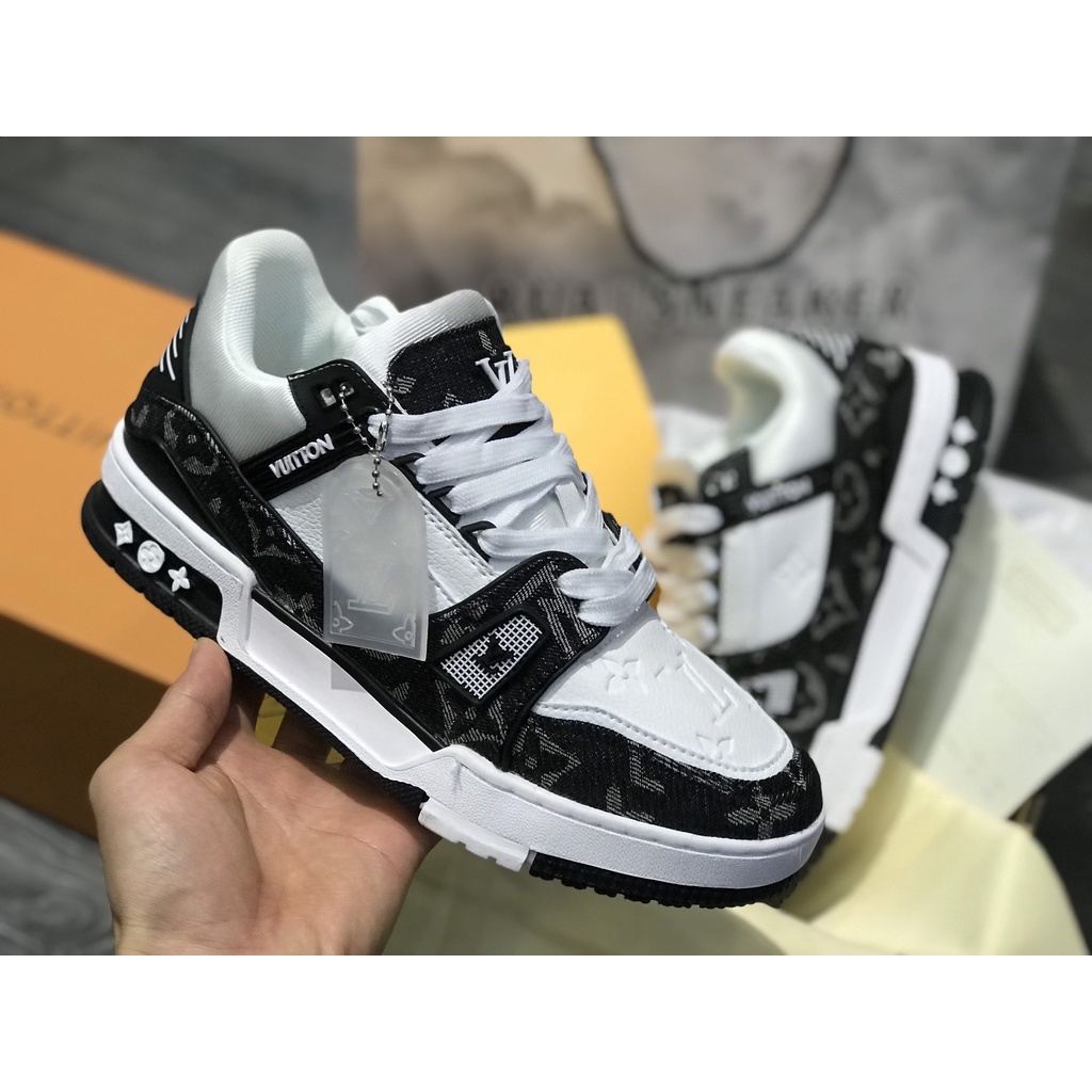 Siêu Phẩm Giày Thể Thảo Sneaker L.V Trai.ner  WHI.TE B.LACK SIêu Xinh Cao Cấp Ảnh Thật + freeship + Tặng Tất