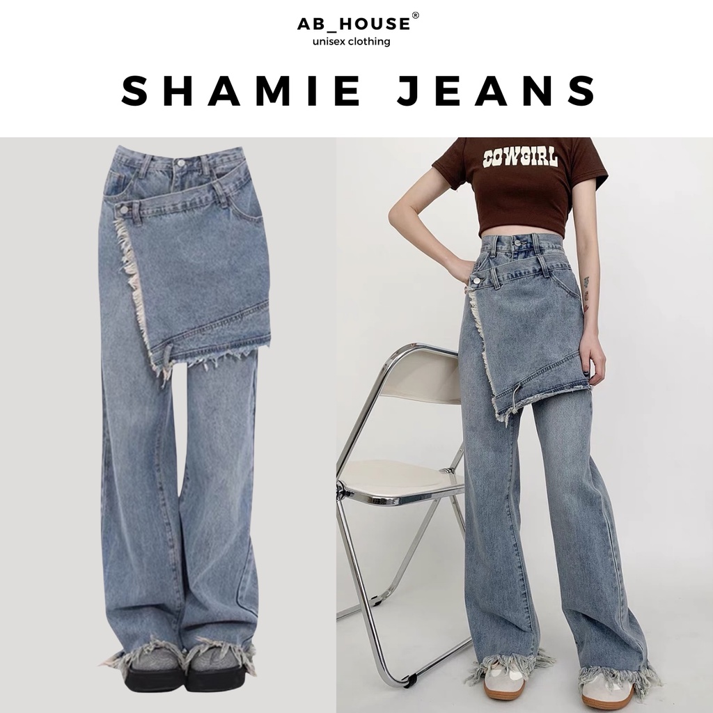 Quần Jean nữ SHAMIE ống rộng thời trang Ulzzang (Ảnh thật/Có sẵn)