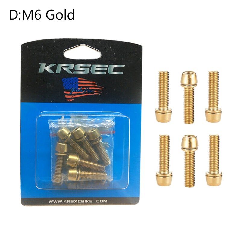 Set 6 con ốc có vòng đệm M5 / M6 chất liệu mạ titan dùng để gắn tay lái xe đạp leo núi
