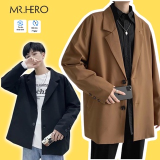 Áo Blazer Nam phong cách Hàn Quốc  BZ01 Form Dáng Rộng Dài Tay Áo Khoác Nam 2 Lớp Thời Trang HERO