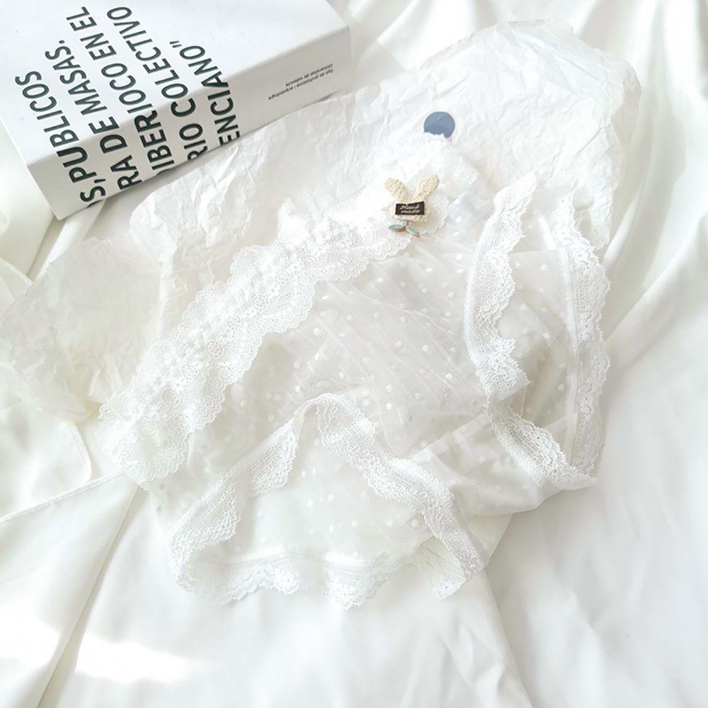 OCEANMAP Quần Lót Trong Suốt Thoáng Khí Lưng Vừa Họa Tiết Thỏ Gợn Sóng Đáng Yêu Cho Nữ