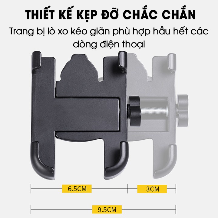 [Bán Lỗ Xả Kho]  Giá Đỡ Điện Thoại Gắn Xe Máy Inox C2 Chống Rung, Chống Cướp Cực Chắc Chắn