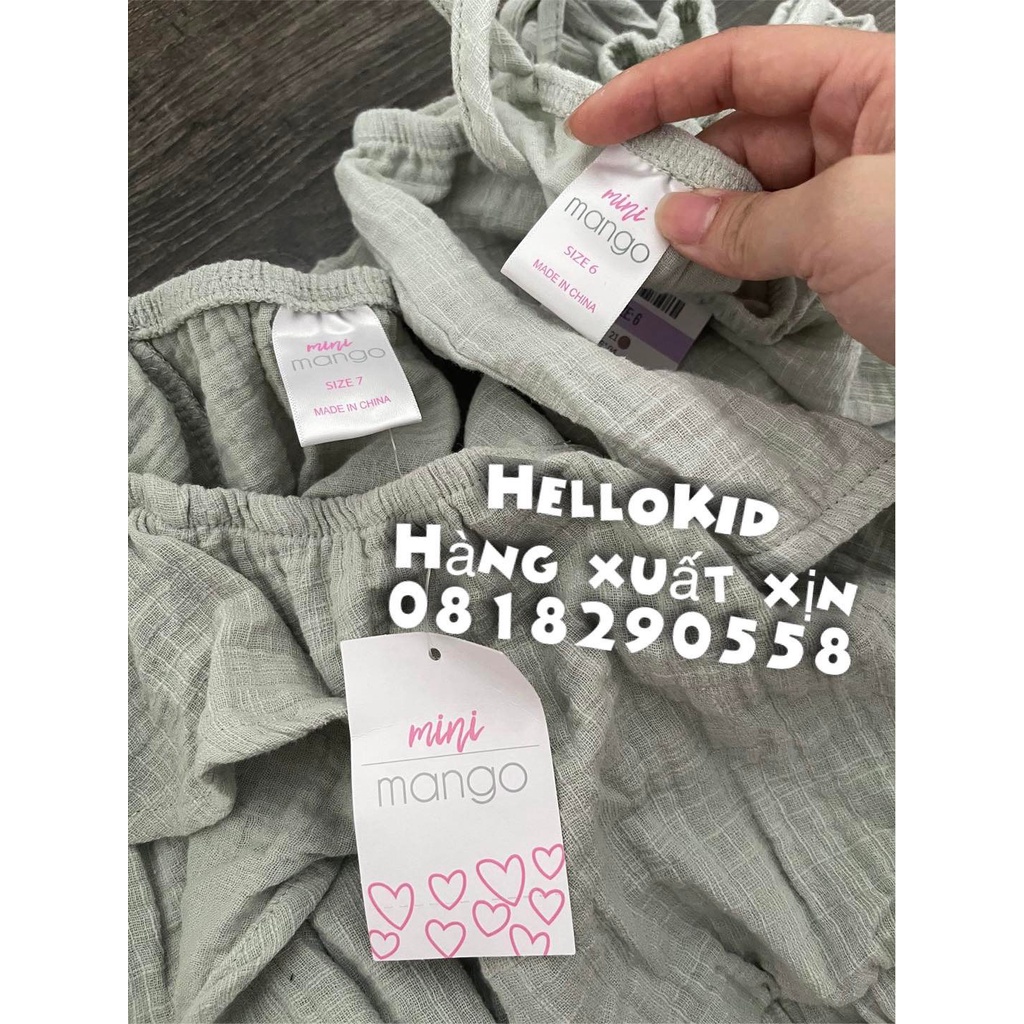 B322 - Bộ cotton đũi bạc hà bé gái