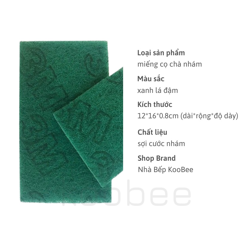 Cước xanh rửa chén bát, chà xoong nồi size đại khổ lớn 2 mặt dày 80mm siêu bền KooBee (CSNC16)