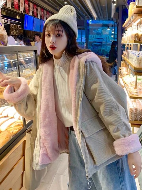 [sẵn]Áo khoác nhung lót lông dày dặn kèm ảnh thật | BigBuy360 - bigbuy360.vn