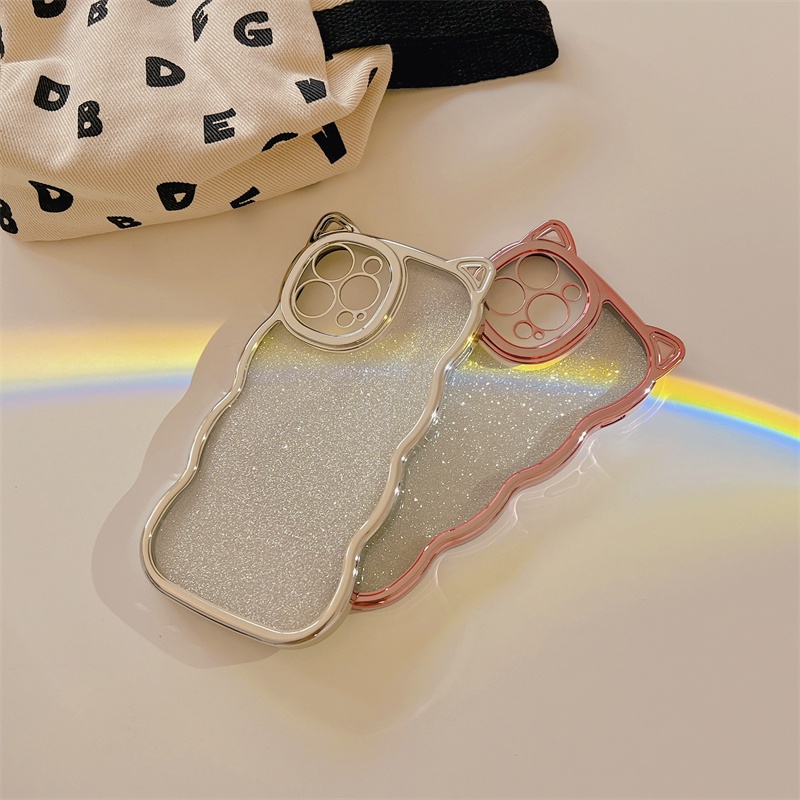 Ốp Điện Thoại Họa Tiết Tai Mèo Lấp Lánh Cho iPhone 13 Pro Max 11ProMax iPhone 12 Pro Max XS Max