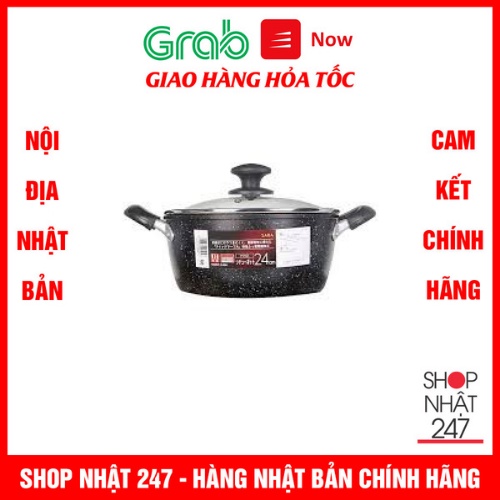 Nồi chống dính 24cm vung kính SARA Nội Địa Nhật Bản