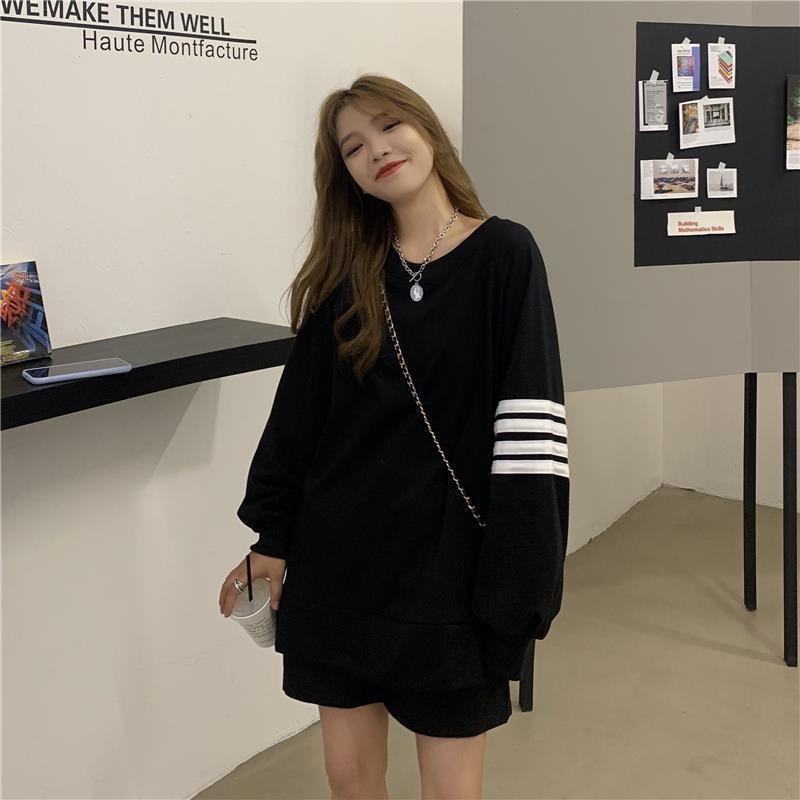Áo thun dài tay Thom 4 sọc tay raglan BIGOMALL - Áo thun nữ form thụng cánh rơi siêu hot