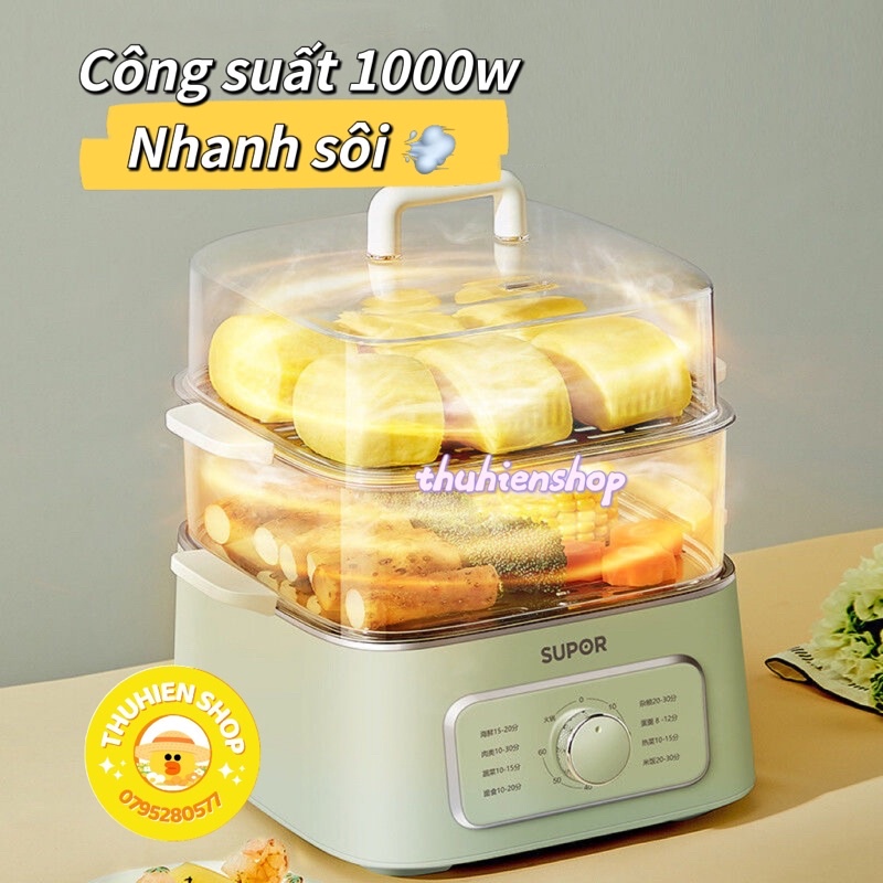HÀNG SẴN / Nồi hấp điện màu xanh khay inox SUPOR / Bảo hành uy tín
