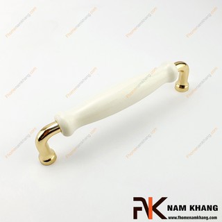 Tay nắm tủ bếp sứ trắng vàng NK338-V ( Màu Trắng)