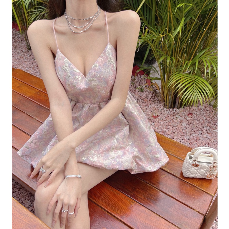 Đầm Dáng Chữ A Hai Dây Cổ Yếm In Họa Tiết Tranh Sơn Dầu Kiểu Pháp Gợi Cảm Thời Trang Mùa Hè Mới Cho Bạn Gái