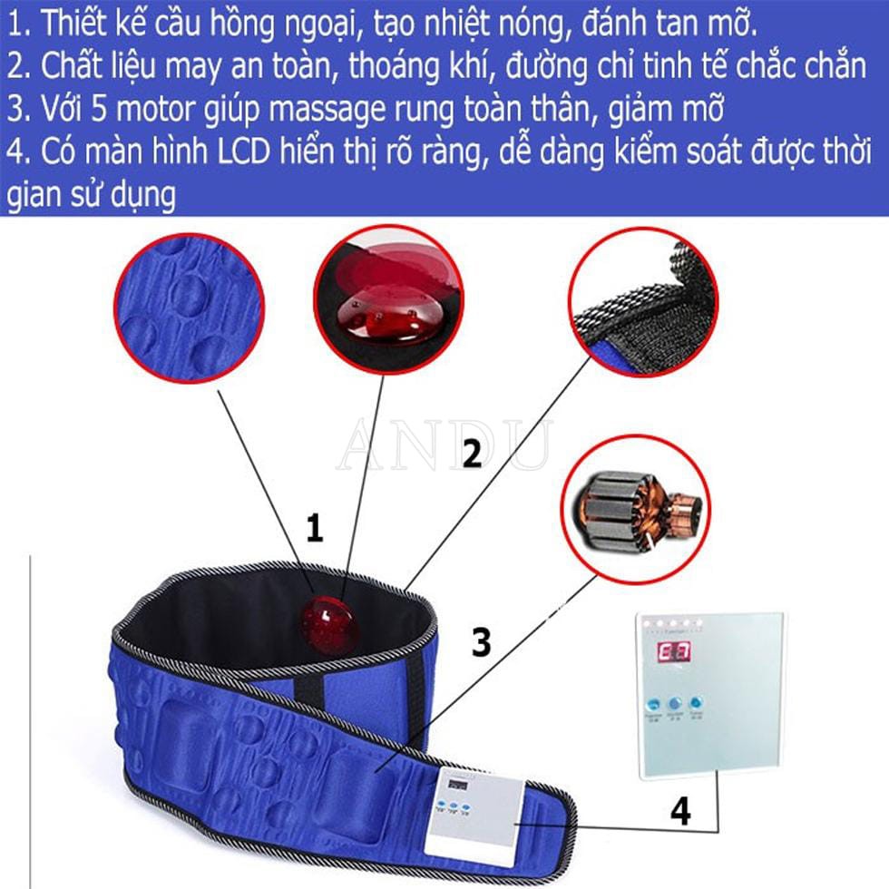 Đai Massage X5 Rung Nóng Giảm Mỡ Bụng Và Toàn Thân Hiệu Quả