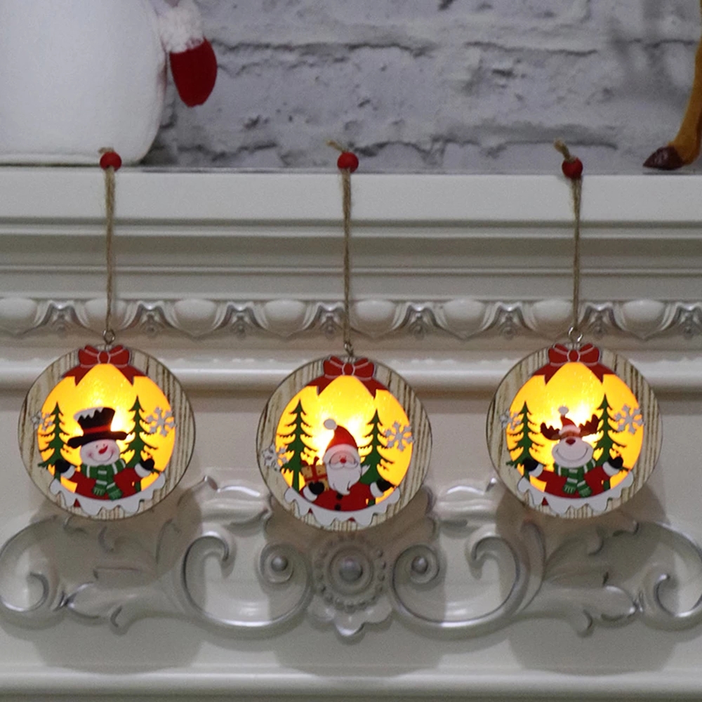 Phụ kiện dây gỗ treo cây thông noel trang trí giáng sinh có đèn dễ thương