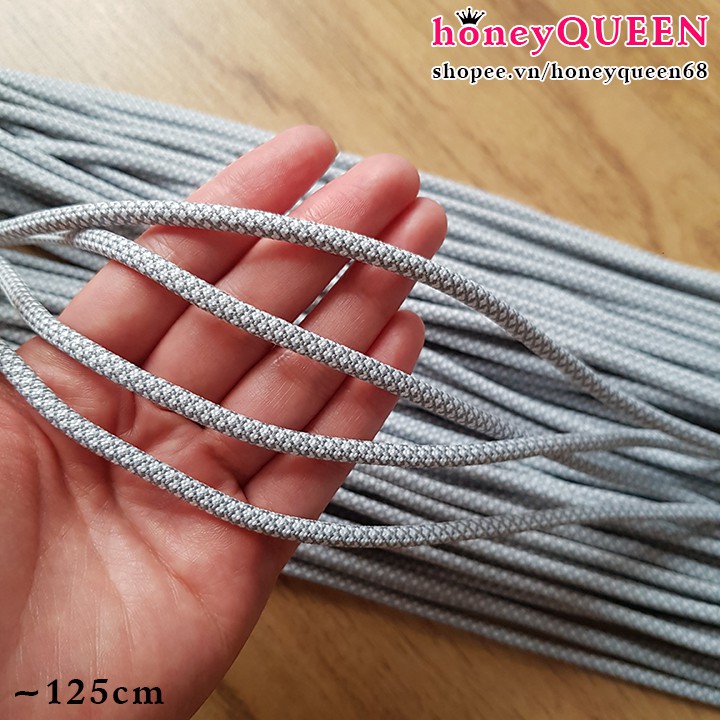 Dây giày tròn xám vằn trắng ~125cm