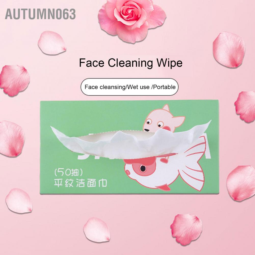 50 CHIẾC khăn tẩy trang khăn tẩy trang Khăn giấy cotton Sử dụng ướt khô Tẩy trang 20 x 20.5cm Autumn063