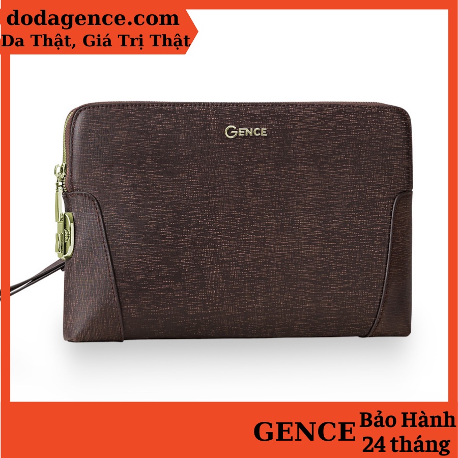 Clutch, Ví Cầm Tay Thời Trang Nam Khóa Số Da Bò Saffiano Cao Cấp Nâu CK11