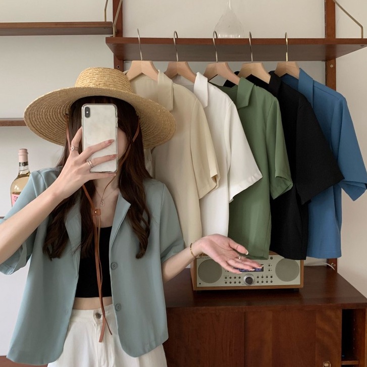 [Mã Fadep0610 Giảm 10K Đơn 99K] Suxi Áo Khoác Blazer Dáng Rộng Màu Trơn Phong Cách Hàn Quốc Dành Cho Nữ