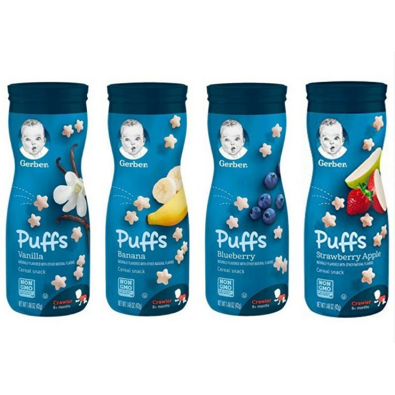 [Đủ bill - Đi Air] Bánh ăn dặm tập nhai Gerber Puffs UK - Dành cho bé từ 8 tháng tuổi