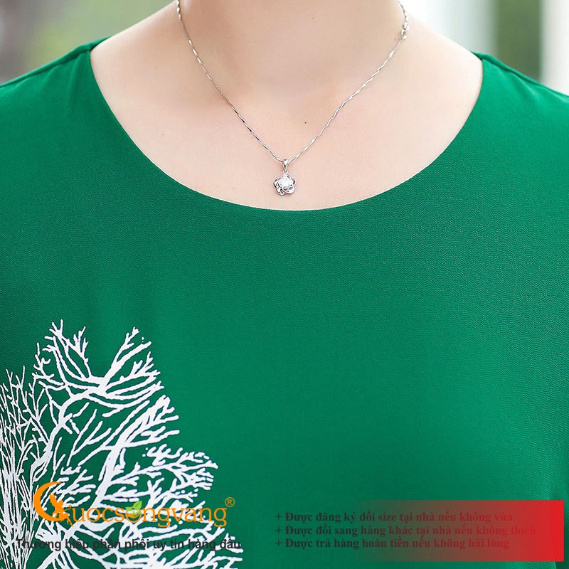 Áo kiểu nữ trung niên xanh lá in áo big size lụa chiffon trong lót lưới Queenbe GLA256 Cuocsongvang